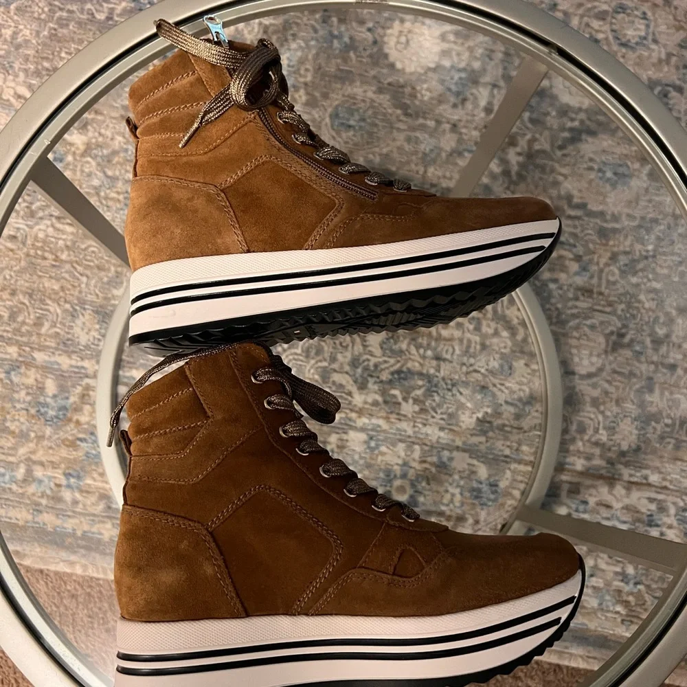 NeroGiardini Italy Suede Platform Wedge High Top Sneakers Size 37